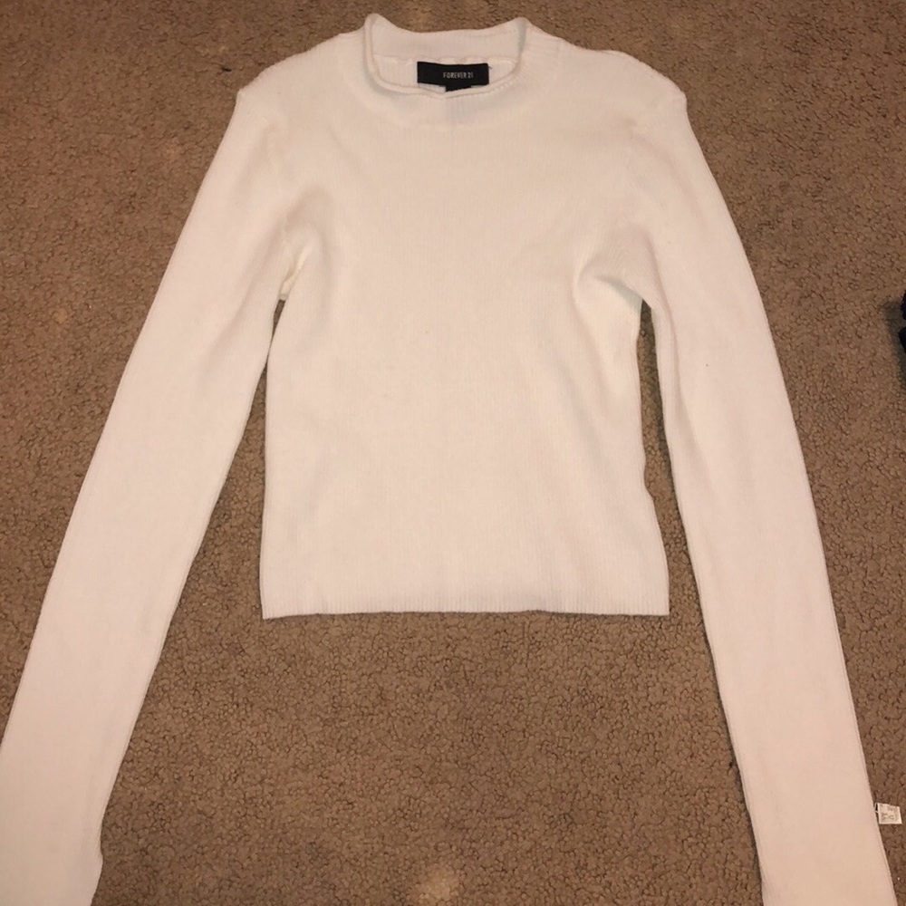 White sweater crop top